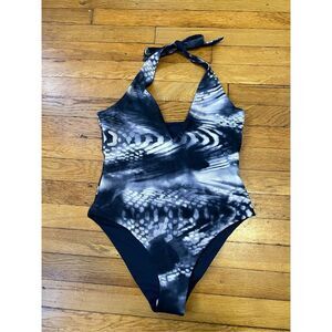 COS Reversible Printed Plunge Swimsuit